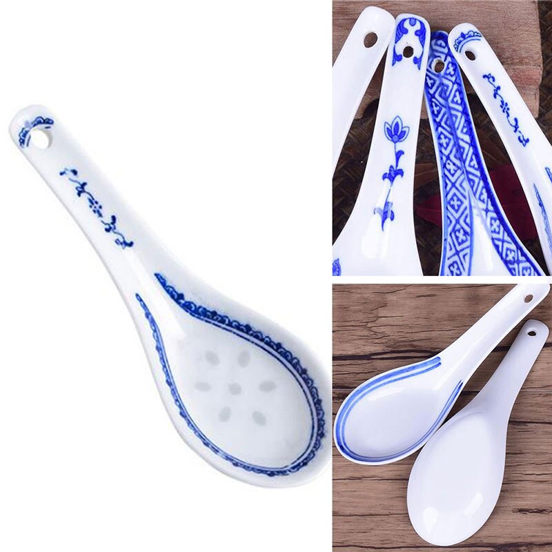 China Chinese Style Ceramic Spoon Blue And White Soup Spoons Chinese Porcelain Ceramics Spoon Kitchen Tableware
