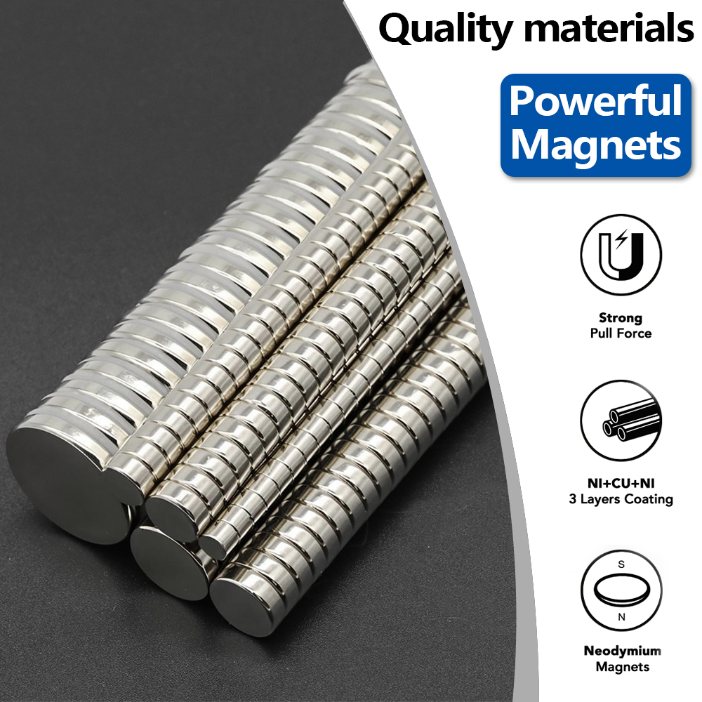 Superstarke runde Magnete x4 mm. Leistungsstarke Magnete für Kühlschrank, Heimwerken, Gebäude, Wissenschaftliche, Bastelarbeiten und Büromagnete