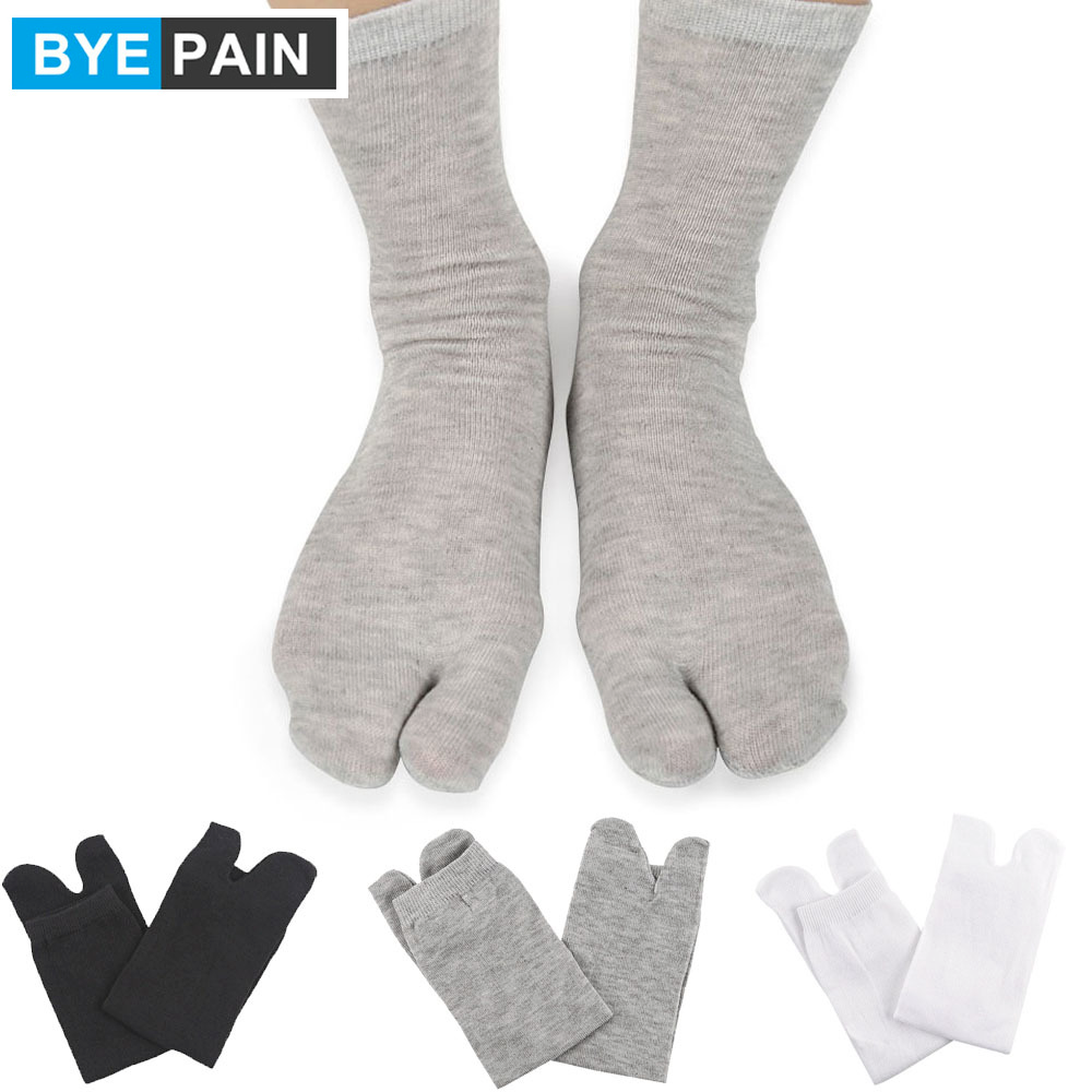 Tongs à bout en V, 2 paires, chaussettes noires, grises, blanches, en coton, deux doigts, décontractées, vêtements de tous les jours, unisexes