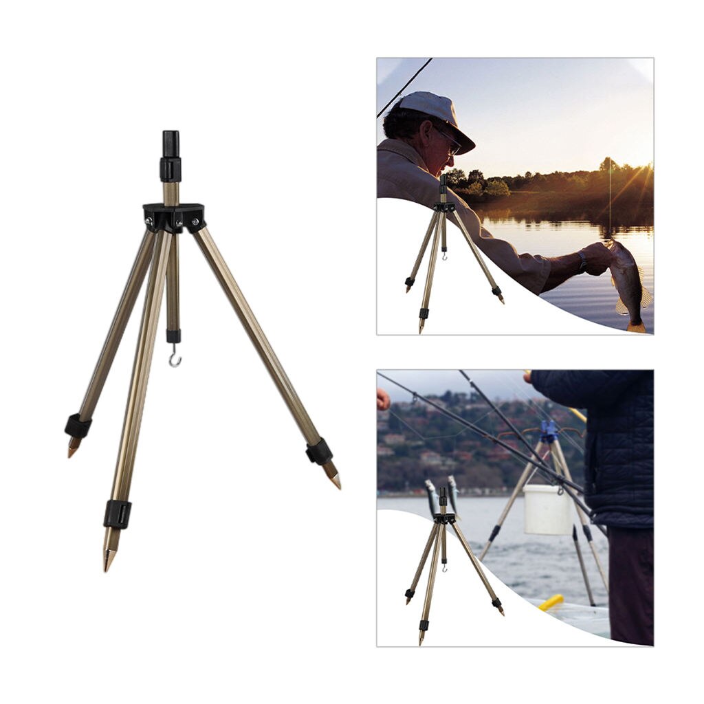 Fishing Rod Holder Retractable Collapsible Tripod Stand Pole Holder Plug Aluminum Alloy Bracket for Shore Beach Pole Coarse
