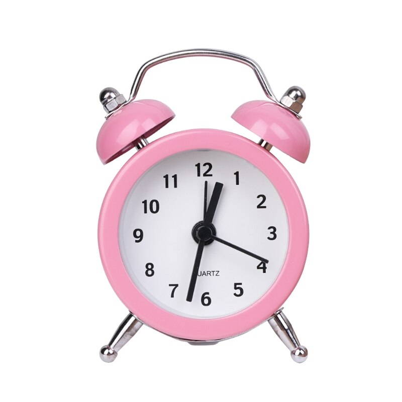 40mm Mini Metal Alarm Clock Portable Home Outdoor Lovely Cartoon Watch Retro Metal Alarm Clock Desktop: Pink
