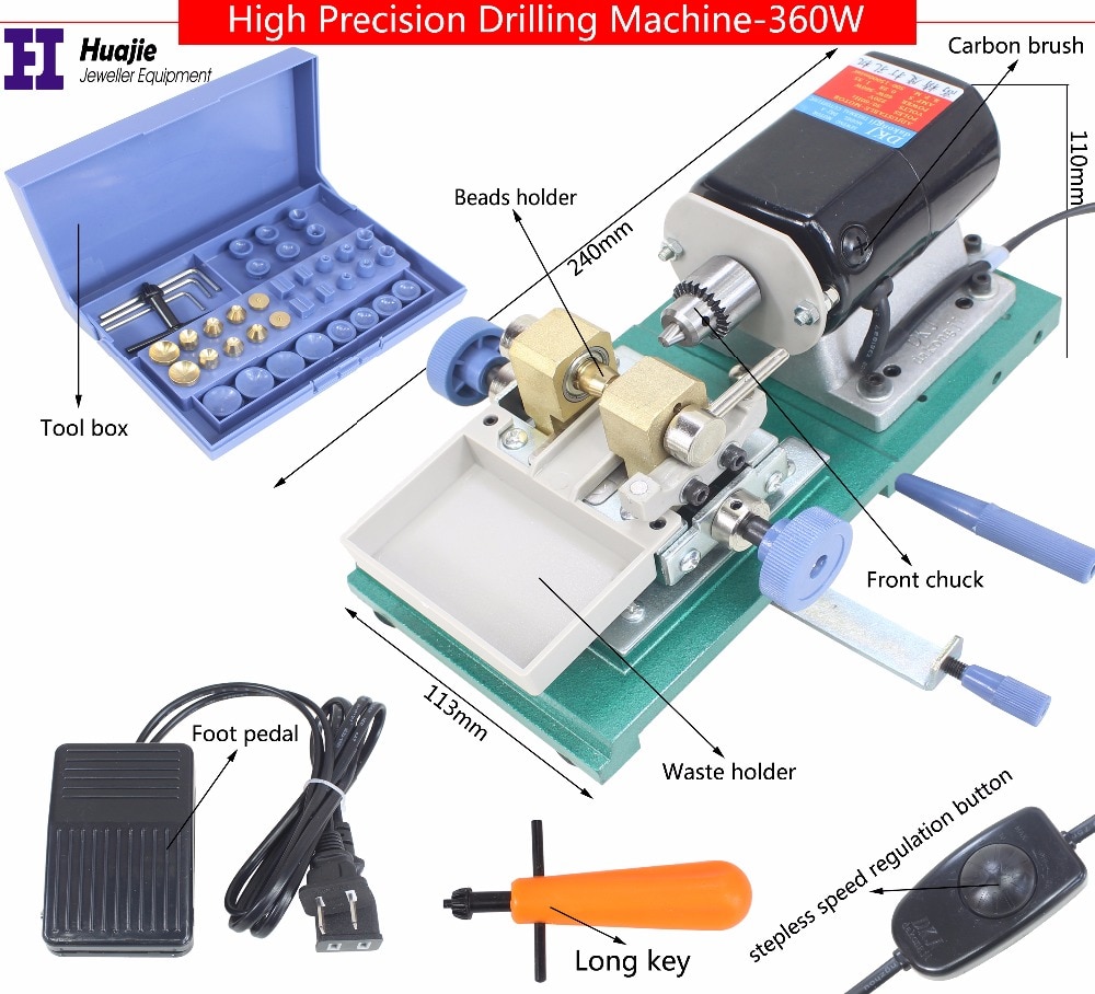 360W Mini Pearl Bead Drilling Machine, Amber Holing Machine, Jewelry Drill Tool & Equipment Set