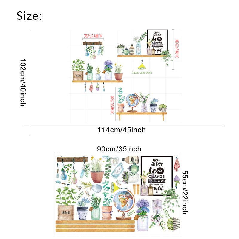 Flor em vaso para parede, flor de plantas adesivos para parede para quarto sala de estar cozinha fundo de decoração removível murais de parede de vinil