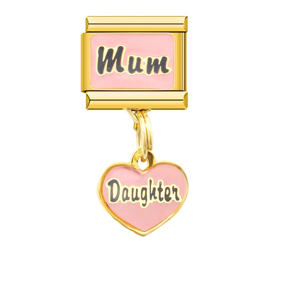 Hapiship Nieuw Mamma Papa Moeder Dochter Zon Italiaanse Links Charm Fit 9Mm Armband Rvs Sieraden Diy Maken DJ096: H
