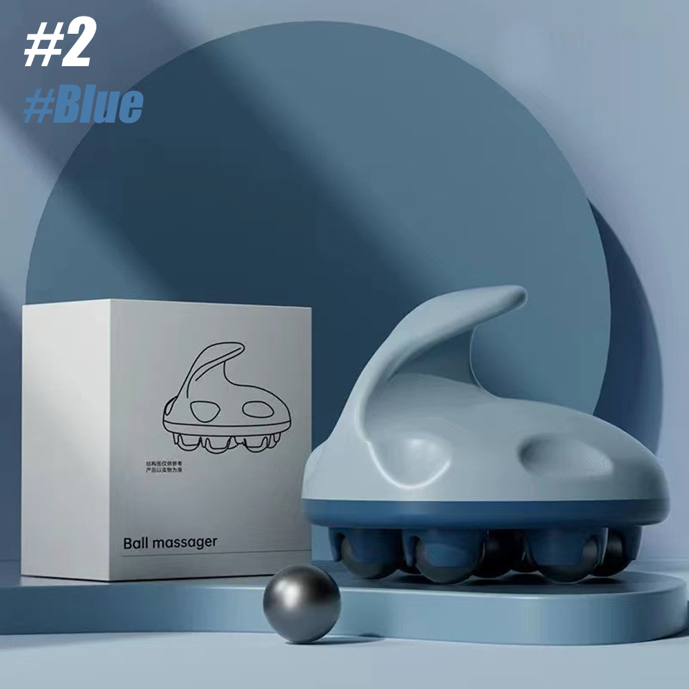 Massaggiatore a rullo manuale per massaggio anticellulite, sfera per massaggio dei tessuti profondi per schiena, collo, piedi, spalle, con 7 rulli metallici a 360 gradi: Rosso