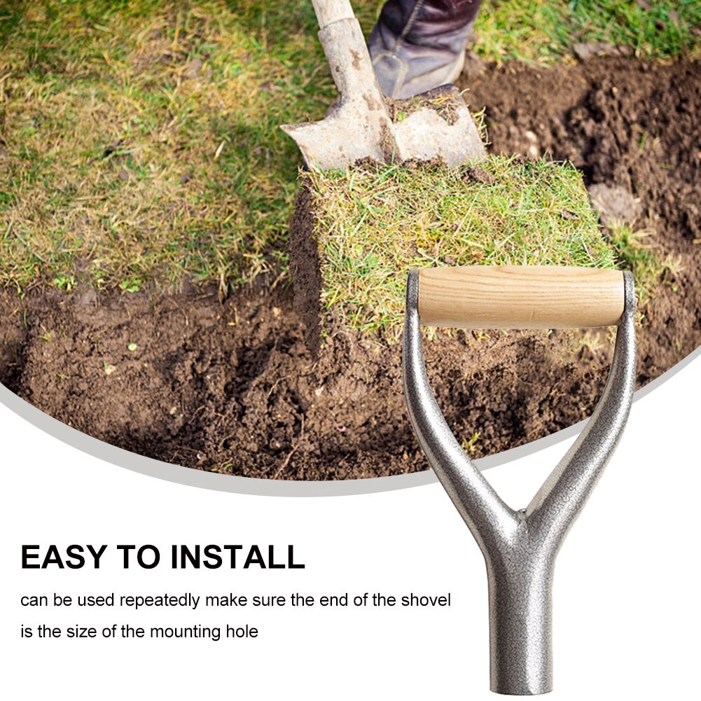 Reusable Shovel Y Grip Handle Replacement Garden Tool Raking Home Easy Install Shovel Handle Solid Iron