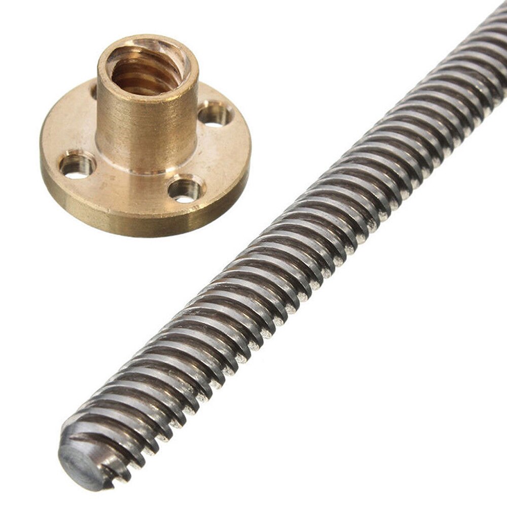 T16 śruba pociągowa 100mm 150 200 250 300 350 400 450 500 600 1000mm Picth 4mm ołowiu 4mm śruba trapezowa z mosiężna nakrętka