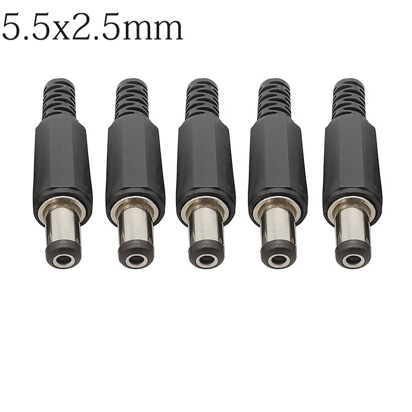 5/10/20Pcs 9mm Length 5.5 x 2.5mm DC Power Plug Electric Connector 5.5*2.1MM Male Plug Wire Charge Adapter