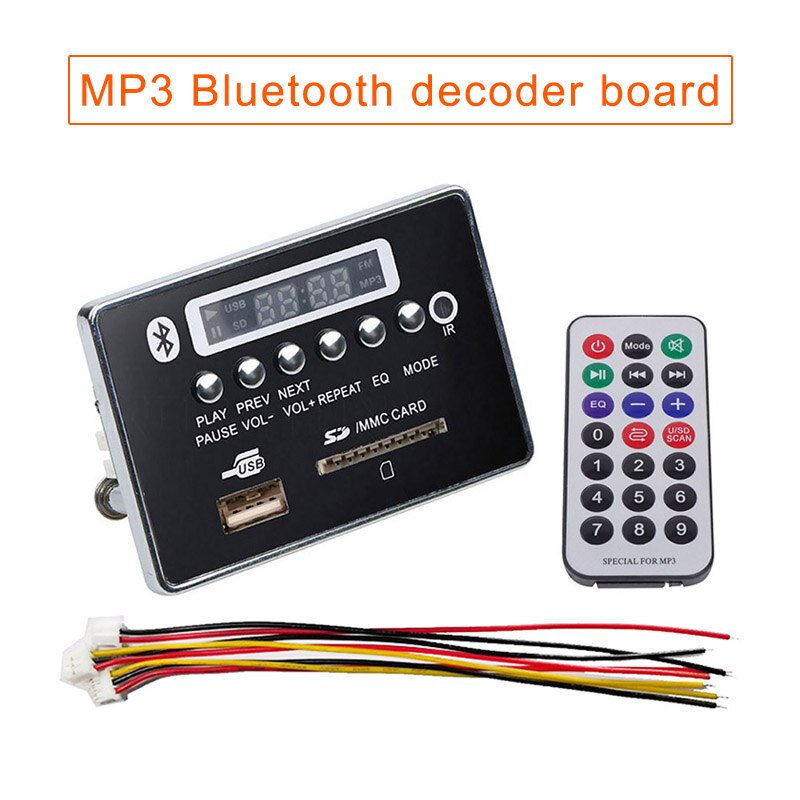 Módulo Decodificador Bluetooth MP3 con control remoto WMA WAV Radio FM AUX 5V/12V AS99