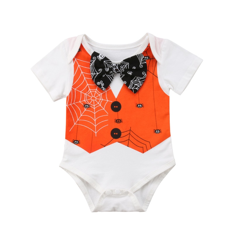 niños recién nacidos bebé niño niña pajarita araña manga corta mono traje de Halloween ropa Formal Caballero chaleco