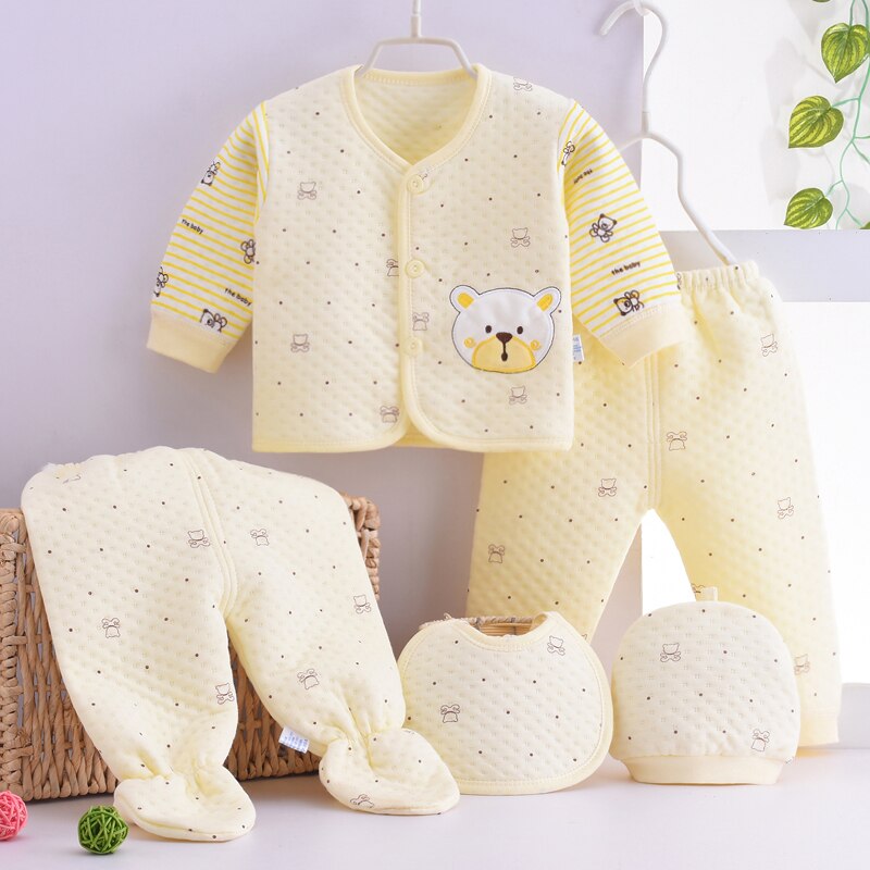 (5pcs/set) Newborn Baby 0-6M Clothing Set Baby Boy/Girl Clothes 100% Cotton Grooming & Healthcare Kits 070811