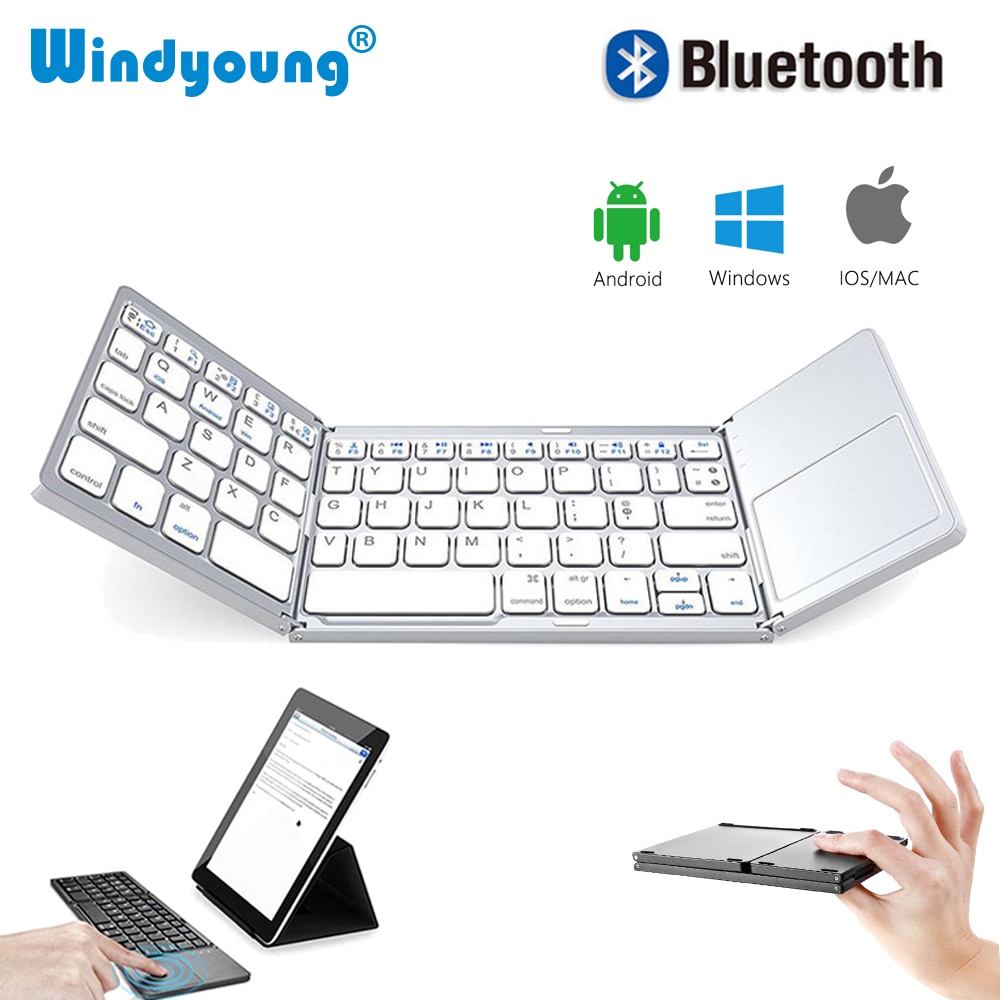 Mini składana klawiatura Bluetooth bezprzewodowa przenośna uniwersalna składana klawiatura z touchpadem dla Windows Android IOS Tablet iPad