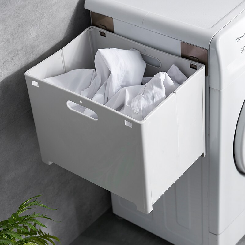 Wasmand, opvouwbare wasmand, multifunctionele opbergdoos, wit/grijs