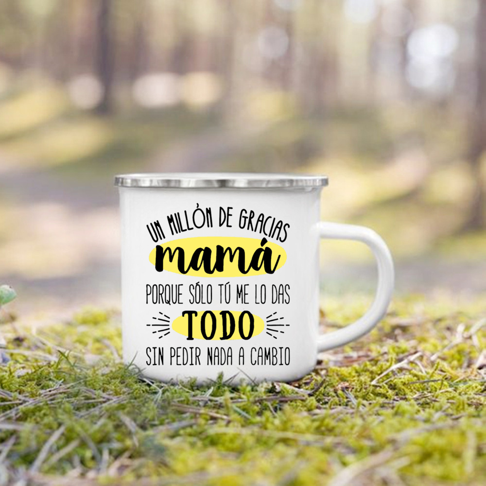 Taza con estampado de la mejor mamá del mundo, tazas de café creativas, bebidas, leche, taza con asa, taza esmaltada para acampar, de cumpleaños para el día de la madre para mamá