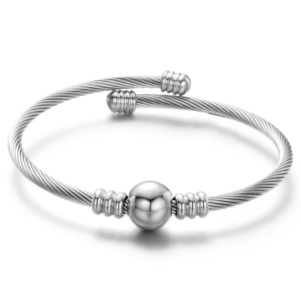 Einstellbar Kabel Gittergewebe Armreifen Mit Metall Perle Edelstahl Schmuck Armbänder & Armreifen Für Frauen