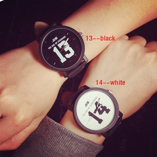 Pars mønster nummer kinesisk stil quartz ure legeret sag læder bånd sort par ur til elsker reloj para pareja