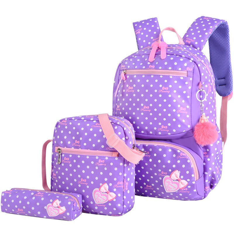 3pcs/set Male backpacks high school bags for women boys one shoulder big student travel bag men school backpack sac mochila: 1 purple