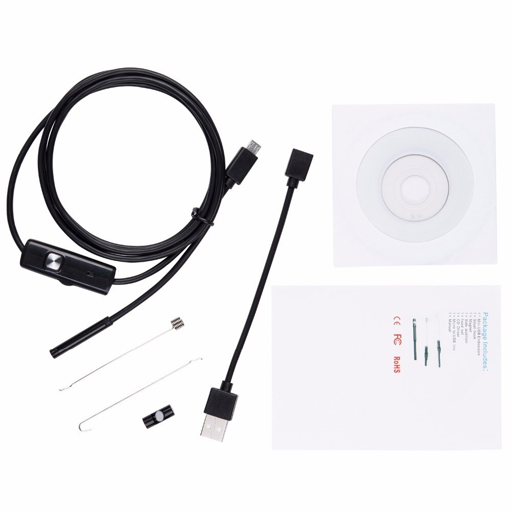 Cámara endoscópica Android, 7mm, 1/2/5/10m, cámara de inspección Flexible de serpiente, boroscopio de Vídeo impermeable para Smartphone, USB, Windows y PC