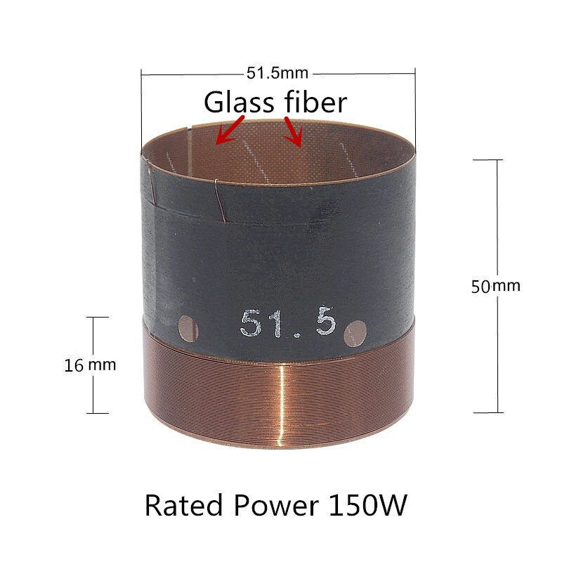 Bobina de voz para alto-falante, 51,5mm, 150w, peças de reparo de graves com fio de cobre, fibra de vidro, antigo para home theater, carro, woofer hifi, 1 peça