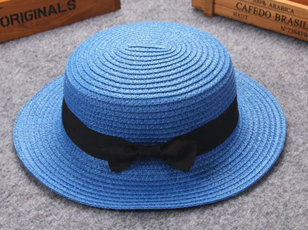 Bowknot Children Breathable Hat Straw Hat Kids Hat Boy Girls Cap Weaving Cap Unisex Straw Cylinder Bowler Hat #T1P