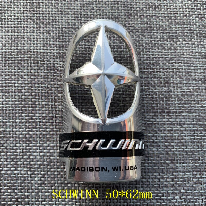 2x SCHWINN vintage classic Bike Head Badge Aluminum Decals Stickers For MTB BMX Folding Bicycle Frame Cycling Accessories emble: Burgundy