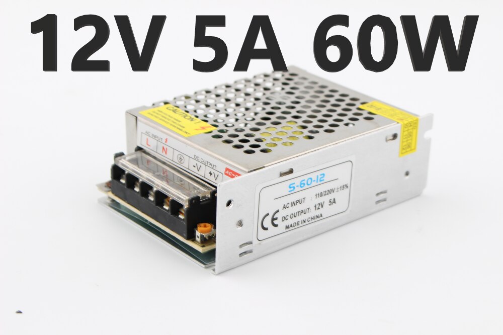 12V Power Supply AC 220V TO DC 12V 2A 3A 5A 10 15 20A Adapter 220 To 12v Power Supply Source 500w Led Transformer For Led Strip: 12V 5A 60W