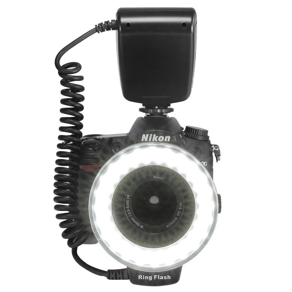 Kit de Flash annulaire Macro LED 48 pièces, RF-550D HD-130, pour appareil photo DSLR Canon, Nikon, Pentax, Olympus, Panasonic, avec 8 anneaux d&#39;adaptation