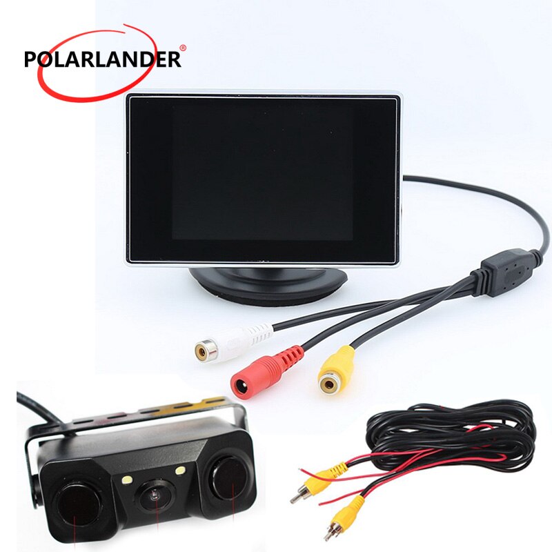 3IN1 Backup Reverse Monitor 3.5 inch TFT Auto TV Car parking sensor 2IN1 reversing camera monitor Car Monitor