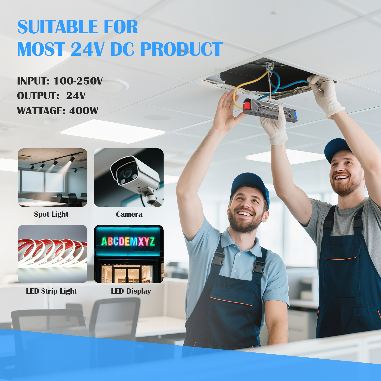 Led-strømforsyning  ac 100-250v til  dc 12v 24v 60w 100w 200w 300w 400w driver til led-strimler
