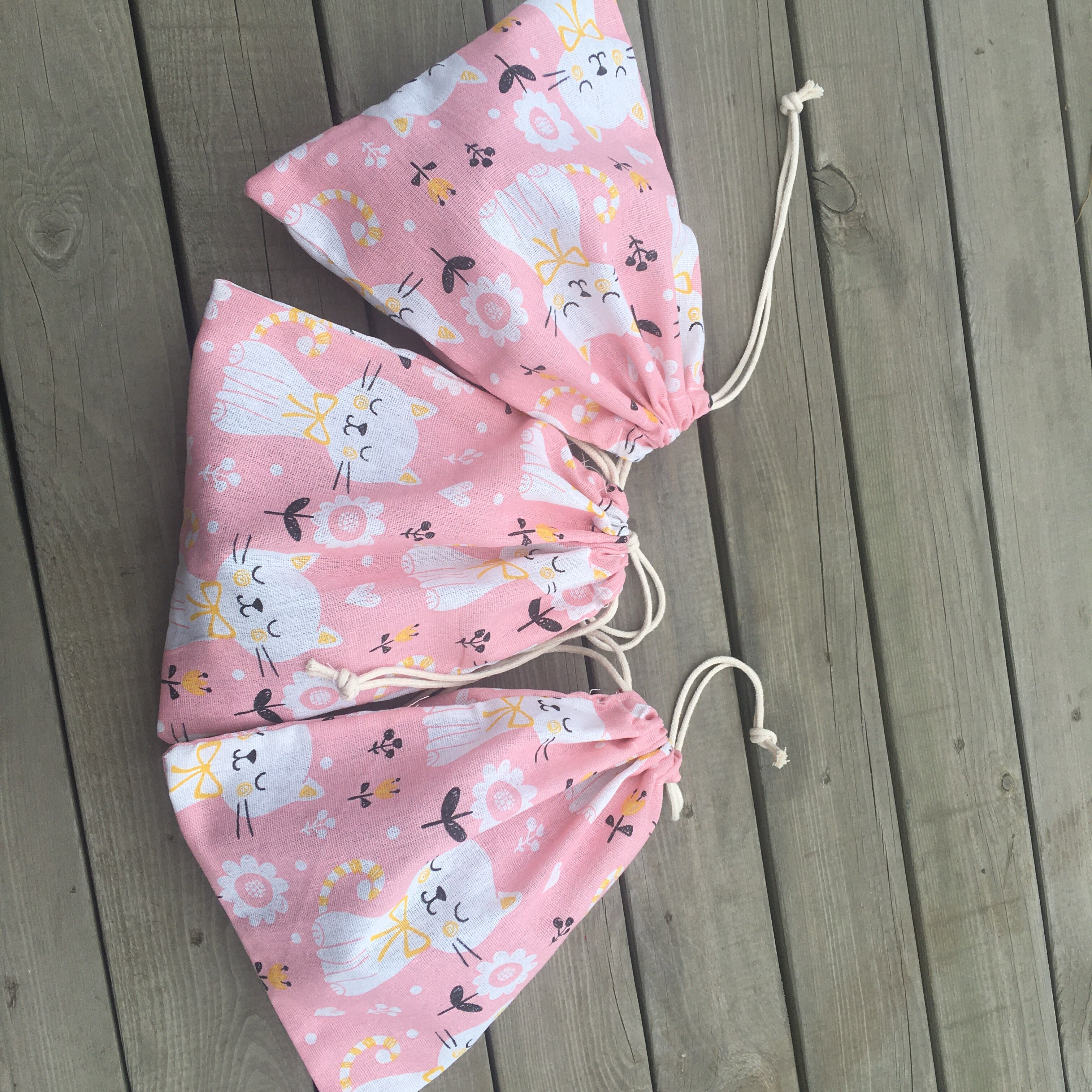 1pc bomullslin-snøring organisert veske festveske hvit kattebunn  yl618c