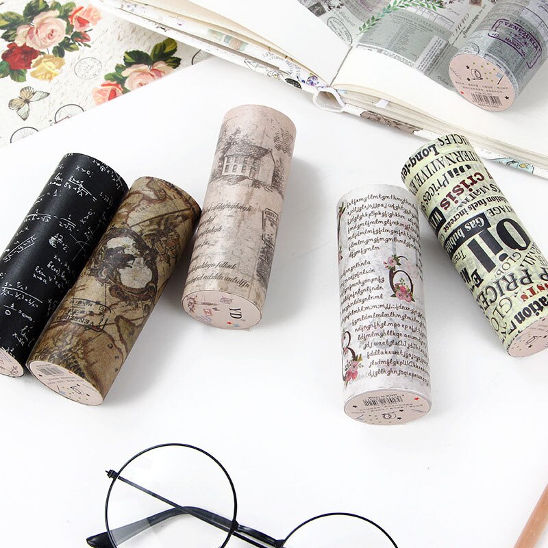 Retro avis washi tape bred maskeringstape diy dekorativt klæbebånd klistermærke til scrapbooking dagbog papirvarer