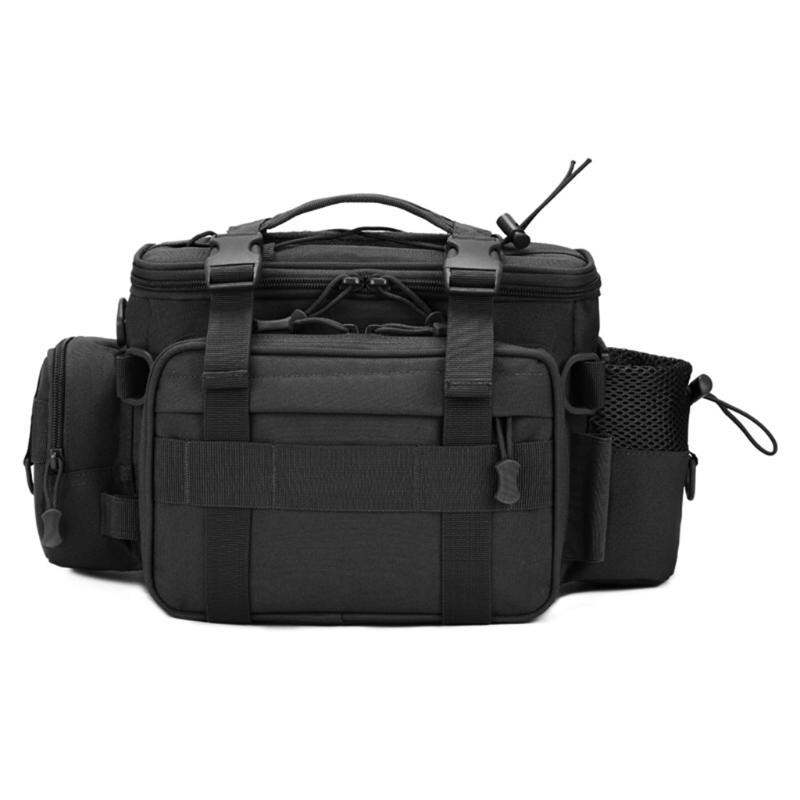 Multifunctional Waterproof Fishing Bag Single Shoulder Lure Backpack Reel Bag Straps Fish Tackle Bag: black