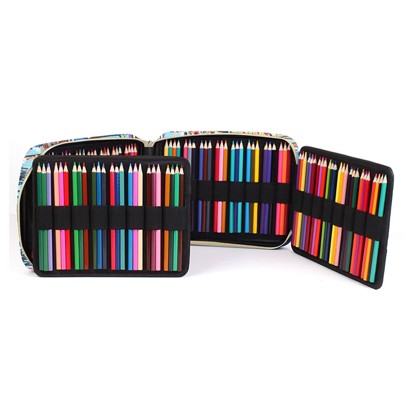 Creativa cartuchera 150 Solt de gran capacidad de colores, cartuchera multifuncional con estampado Floral de animales de dibujos animados, caja para lápices, suministros de arte