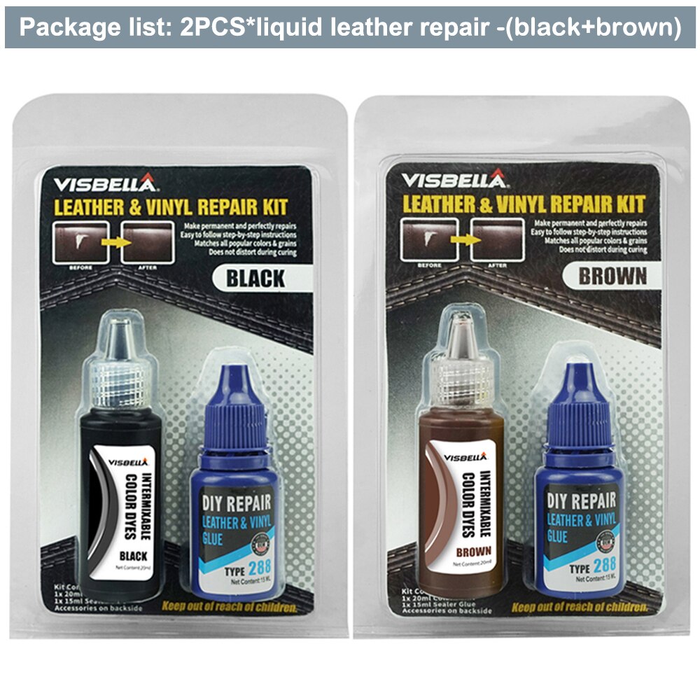 Visbella Vloeibare Leder Vinyl Reparatie Kit Restorer Meubels Auto Zetels Sofa Jas Purse Schoenen Cleaner Black Bruine Huid Reparatie: black add brown