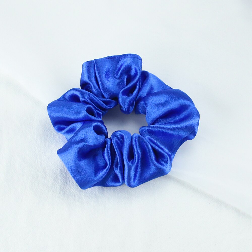 Chouchous en Satin de soie pour femmes et filles, élastique, en caoutchouc, solide, porte-queue de cheval, accessoires de cheveux, à la: Satin blue