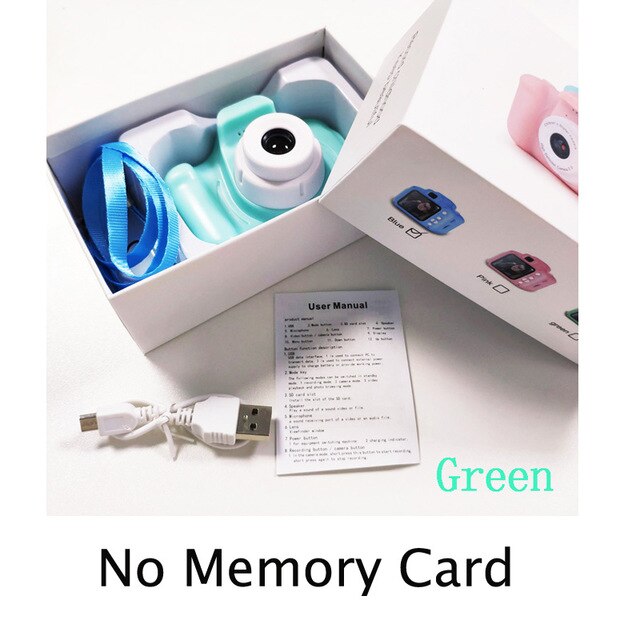 Mini Digital Camera Toys for Children Photography Props 2 Inch HD Screen Chargable Camera Electronic Toys Baby Birthday: Green No Card