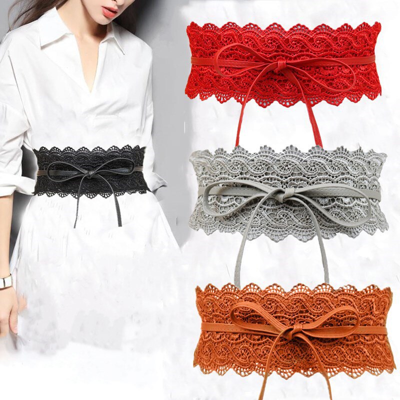 Zwart Wit Brede Corset Lace Riem Vrouwelijke Zelf Tie Tailleband Riemen Voor Vrouwen Trouwjurk Taille Band Accessoires