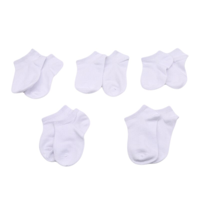 5 paar baby witte kindersokken in lentestijl, effen dun en zacht katoen, kindersokken voor jongens en meisjes, sportsokken voor studenten, 2-12 jaar oud