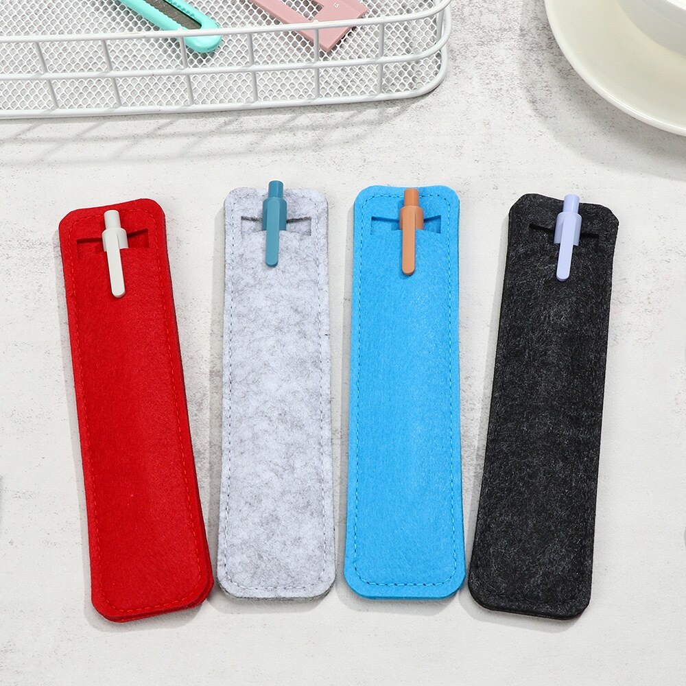 1Pc Vilt Pen Pouch Houder Enkel Gat Roller Balpen Vulpen Zak Potlood Tas School Kantoorbenodigdheden Zwart blauw Rood