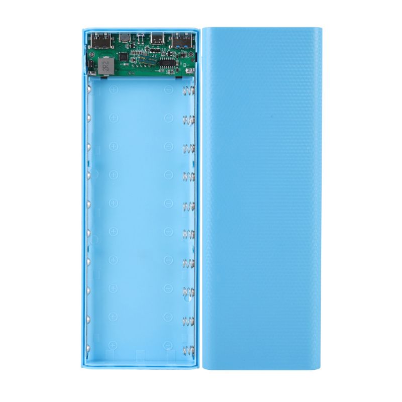 QC3.0/5V double USB 10*18650 housse de batterie portative avec écran d'affichage numérique chargeur de téléphone portable support de batterie boîte de charge: Blue