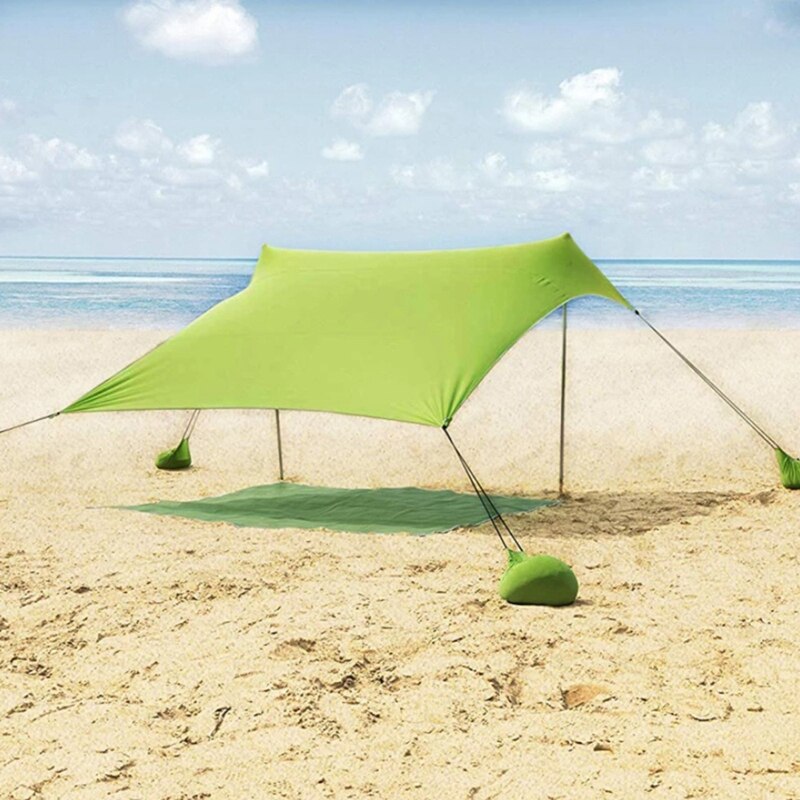 Familie Strand Zonnescherm Lichtgewicht Zon Schaduw Tent Met Zandzak Ankers Voor Park Outdoor Camping Paraplu Strand Tent