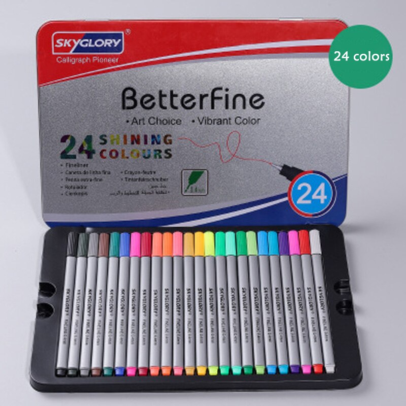 Tuschpenne 48 72/102 farve tusch tegning papir maleri akvarel kunst tusch pen skole papirvarer kontorartikler: 24 farver