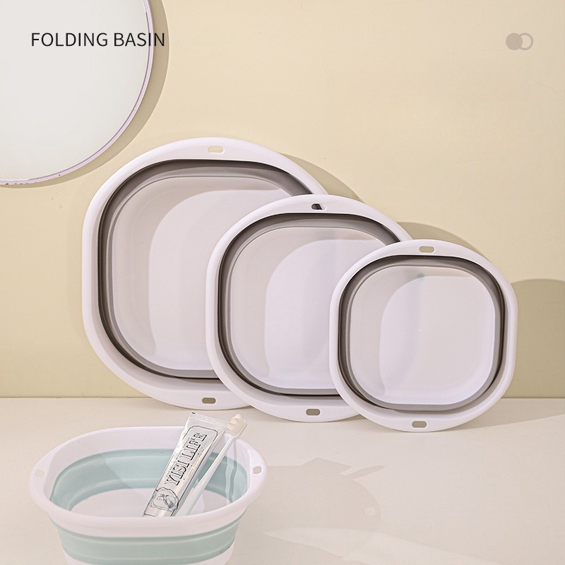 Folding Washbasin Silicone Portable Basin Foldable Bucket Camping Sink Bath Goods Dorm Room Essential Collapsible Laundry Bowl