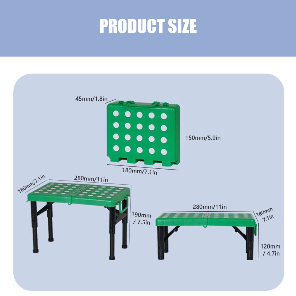 Portable Folding Stool with Handle Adjustable Heavy Duty Stepping Stool Anti-Skid Folding Step Stool for Travel Camping Fishing