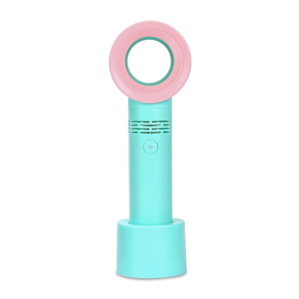 Mini elektrische ventilator, bladloze ventilator, draagbare draadloze usb-handheld-oplaadventilator, desktop minikoeler, kleine ventilator zonder blad: Blauw