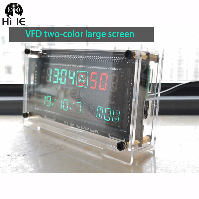 Glass Desktop VFD Clock VFD DIY Kit BoyFriend Digital LED Clock Home Clock Ambient Light VFD screen: Transparent panel