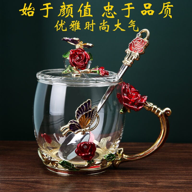 Home water cup heat-resistant glass tea cup coffee cup flower tea cup wine glasses whiskey glass water bottle