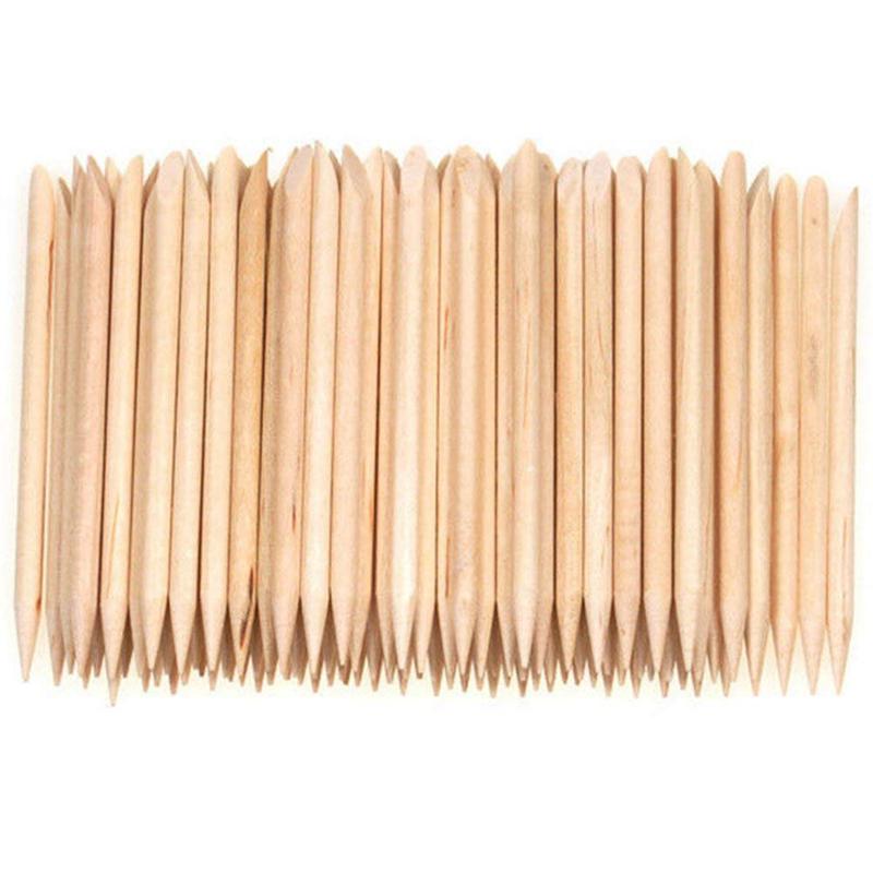 100 stuks nagelkunst houten stokjes nagelriemverwijderaar manicureverzorging: Default Title