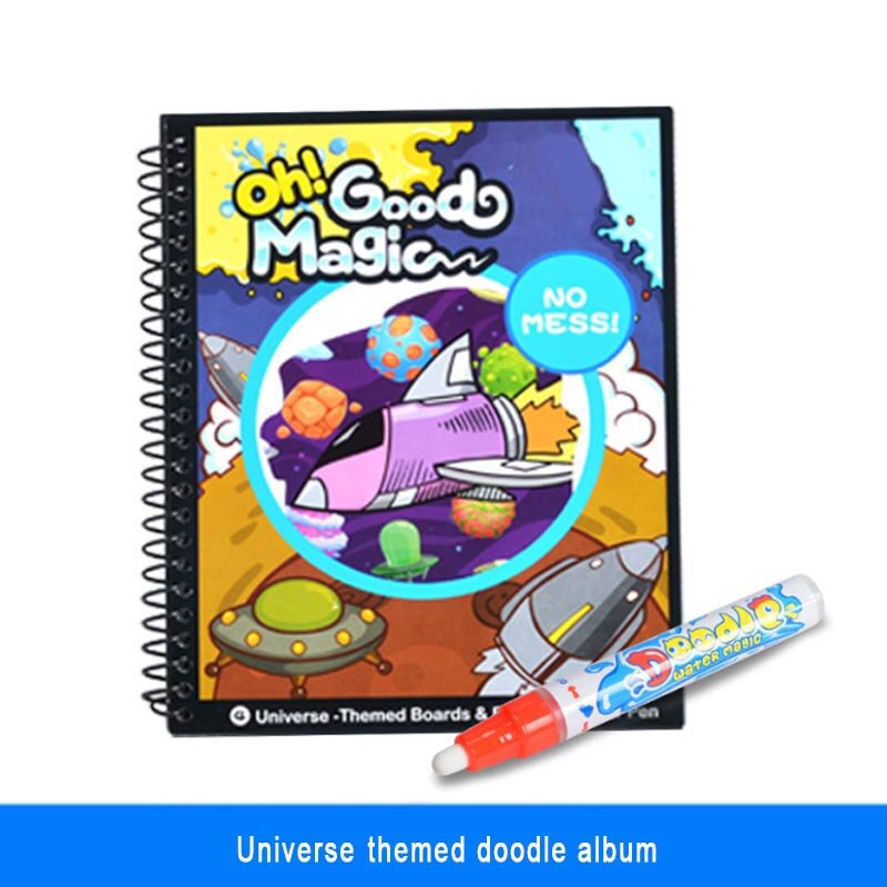 Disegno Album Giocattoli Del Fumetto Vernice Learning Libro Libro di Doodle Album di Pittura Acqua Riciclabile Colorazione Notebook Ricaricabile Penna Cartone: Universe