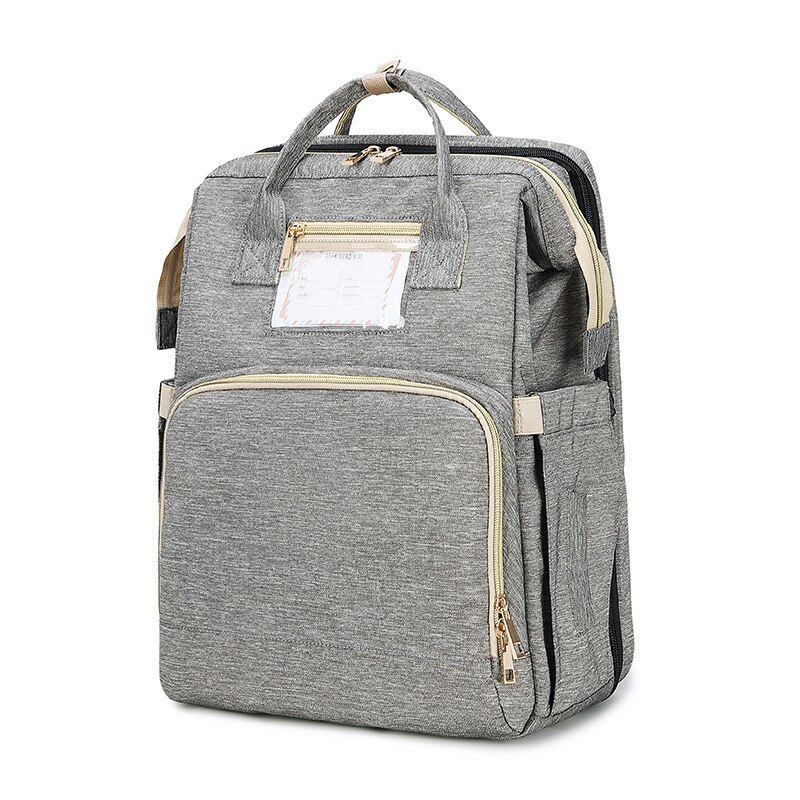 Portable Diaper Backpack Folding Baby Bed Large Backapack Retractable Mommy Bags: gray